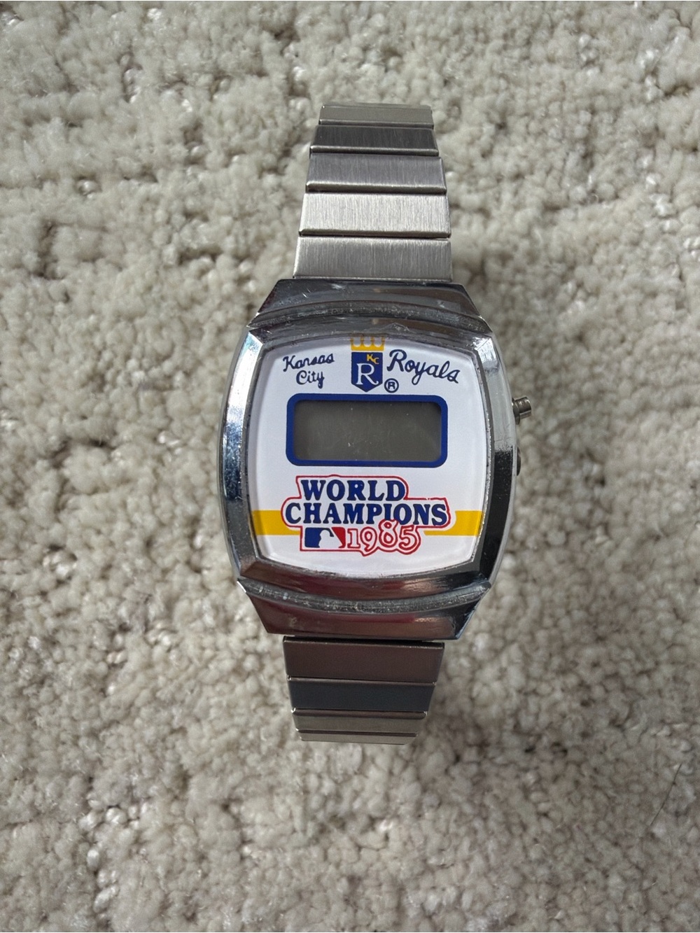 1985 Kansas City Royals World Champions Silver Digital Watch